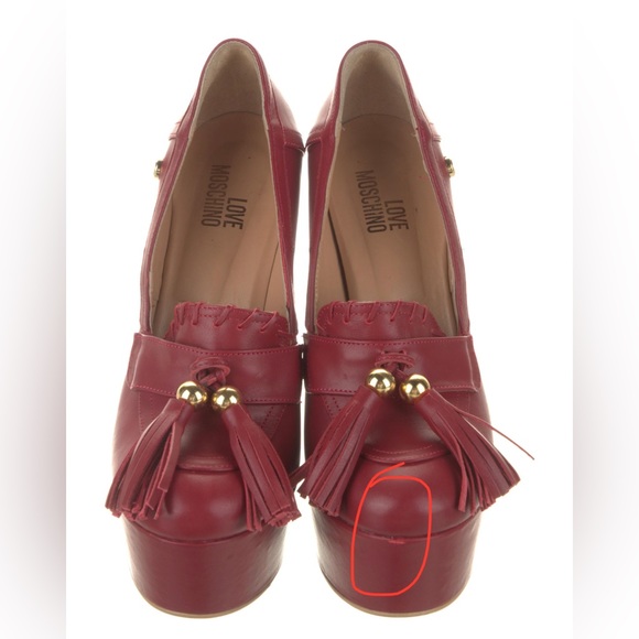 Love Moschino Leather Tassel Accent Pumps Bloody Red Color US Size 10 Rare find - Picture 4 of 7